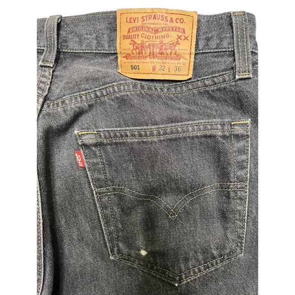 Vintage 90s LEVIS 501 Button-Fly Jeans - Black / Gray Perfect Fade USA - 32X36 - Picture 5 of 8
